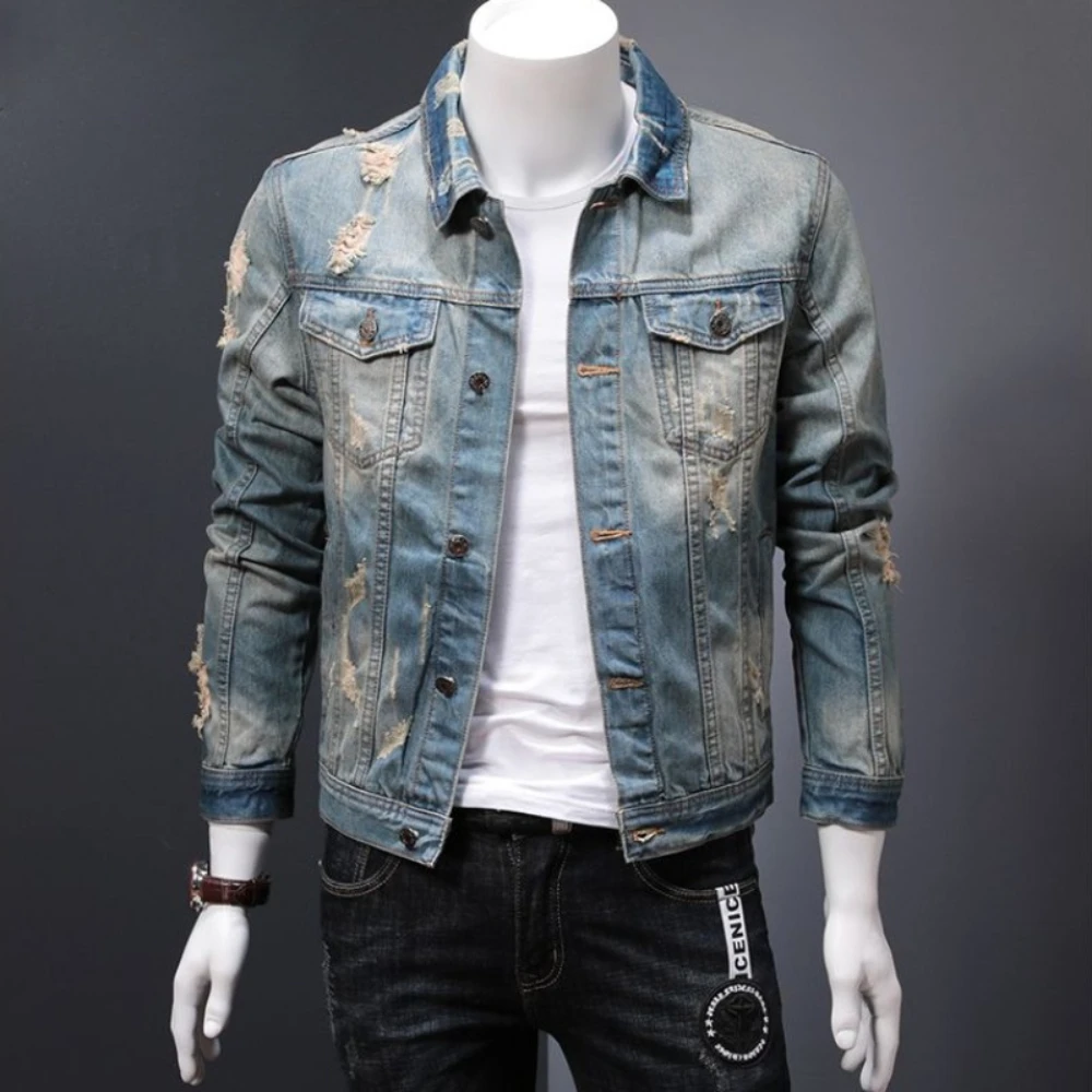 Gewatteerde denim jassen man w - Vintage Collectible Buttons recensie en prijs
